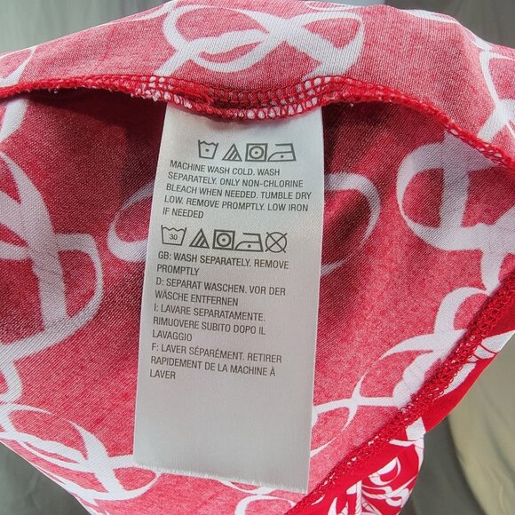 Susan Graver Womens 1X Red White Blouse Top Chainlink Layered 3/4 Sleeve Stretch - Picture 4 of 15